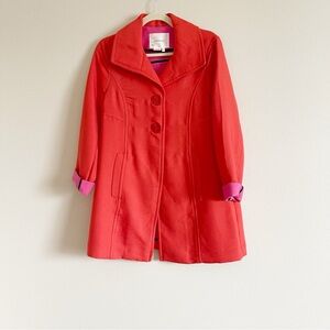 Anthropologie pea coat orange size small